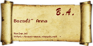 Bozsó Anna névjegykártya
