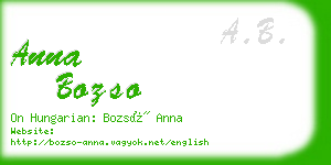 anna bozso business card